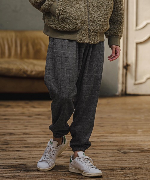 CAMBIO(カンビオ)の「mp15405- Wool Blend Bonded Check Jogger Pants チェックジョガーパンツ(A76226cmb)(その他パンツ・メンズ・グレー/チャコール/ブラウン/ダークネイビー・L/M/S)」の5枚目の写真