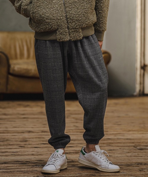 CAMBIO(カンビオ)の「mp15405- Wool Blend Bonded Check Jogger Pants チェックジョガーパンツ(A76226cmb)(その他パンツ・メンズ・グレー/チャコール/ブラウン/ダークネイビー・L/M/S)」の6枚目の写真