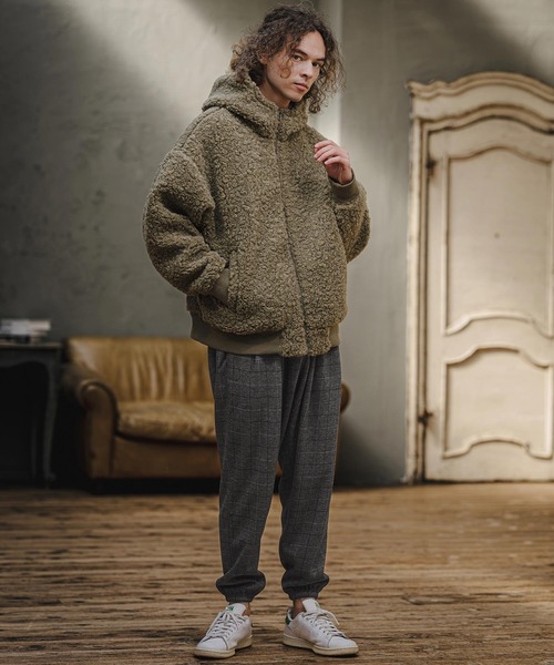 CAMBIO(カンビオ)の「mp15405- Wool Blend Bonded Check Jogger Pants チェックジョガーパンツ(A76226cmb)(その他パンツ・メンズ・グレー/チャコール/ブラウン/ダークネイビー・L/M/S)」の7枚目の写真