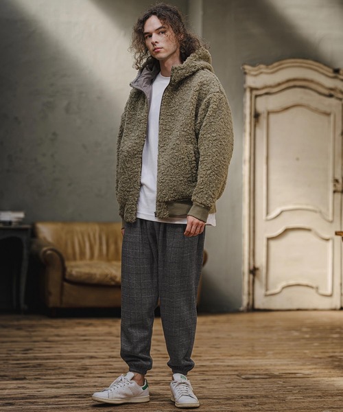 CAMBIO(カンビオ)の「mp15405- Wool Blend Bonded Check Jogger Pants チェックジョガーパンツ(A76226cmb)(その他パンツ・メンズ・グレー/チャコール/ブラウン/ダークネイビー・L/M/S)」の8枚目の写真