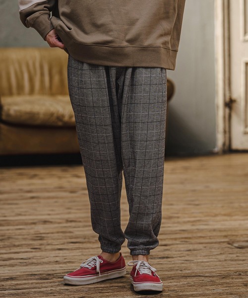 CAMBIO(カンビオ)の「mp15405- Wool Blend Bonded Check Jogger Pants チェックジョガーパンツ(A76226cmb)(その他パンツ・メンズ・グレー/チャコール/ブラウン/ダークネイビー・L/M/S)」の9枚目の写真