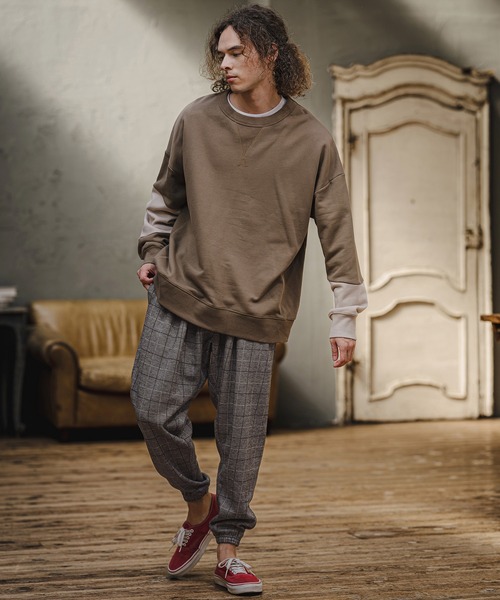 CAMBIO(カンビオ)の「mp15405- Wool Blend Bonded Check Jogger Pants チェックジョガーパンツ(A76226cmb)(その他パンツ・メンズ・グレー/チャコール/ブラウン/ダークネイビー・L/M/S)」の12枚目の写真
