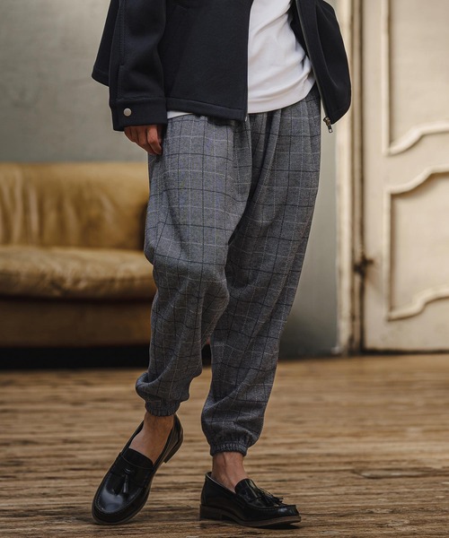 CAMBIO(カンビオ)の「mp15405- Wool Blend Bonded Check Jogger Pants チェックジョガーパンツ(A76226cmb)(その他パンツ・メンズ・グレー/チャコール/ブラウン/ダークネイビー・L/M/S)」の13枚目の写真