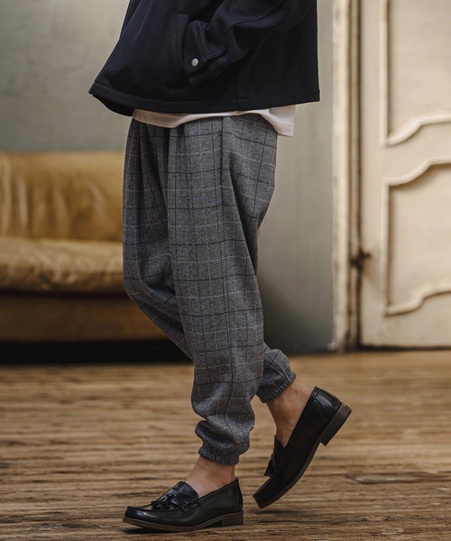 CAMBIO(カンビオ)の「mp15405- Wool Blend Bonded Check Jogger Pants チェックジョガーパンツ(A76226cmb)(その他パンツ・メンズ・グレー/チャコール/ブラウン/ダークネイビー・L/M/S)」の14枚目の写真