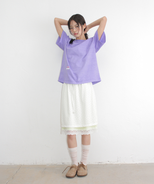 RONRON(ロンロン)の「DOT LAYERED LACE HEM SKIRT WHITE(スカート・レディース・その他・FREE)」の3枚目の写真