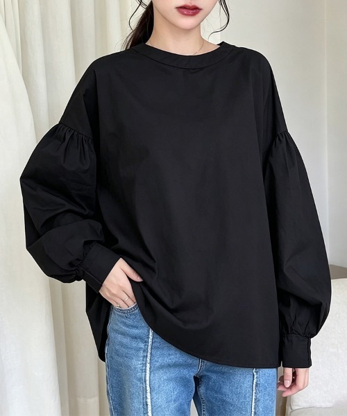 ONEP STAR(ワンピスター)の「前後2WAYスタンドカラー長袖シャツブラウス(シャツ/ブラウス・レディース・ライトブラウン/ホワイト/グレー/ブラック・FREE)」の6枚目の写真