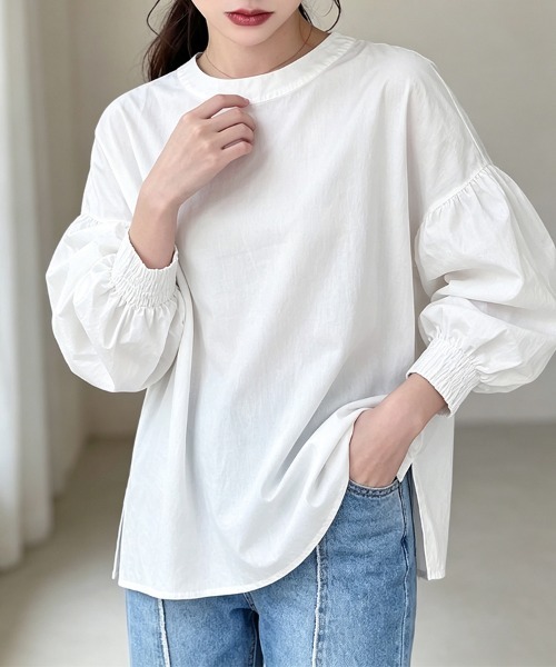 ONEP STAR(ワンピスター)の「前後2WAYスタンドカラー長袖シャツブラウス(シャツ/ブラウス・レディース・ライトブラウン/ホワイト/グレー/ブラック・FREE)」の10枚目の写真