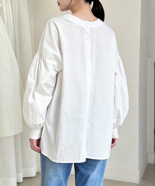 ONEP STAR(ワンピスター)の「前後2WAYスタンドカラー長袖シャツブラウス(シャツ/ブラウス・レディース・ライトブラウン/ホワイト/グレー/ブラック・FREE)」の13枚目の写真