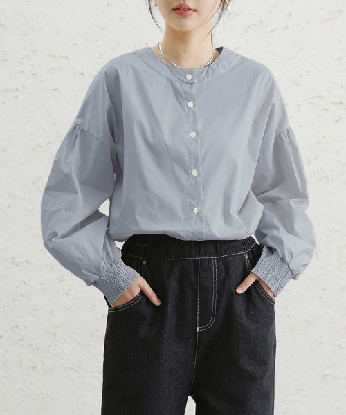 ONEP STAR(ワンピスター)の「前後2WAYスタンドカラー長袖シャツブラウス(シャツ/ブラウス・レディース・ライトブラウン/ホワイト/グレー/ブラック・FREE)」の22枚目の写真