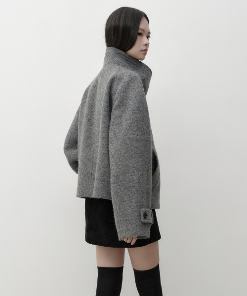 MUSINSA STANDARD WOMAN（ムシンサスタンダードウーマン）の「ウィメンズメロウウールブレンドパーネルネックショートコート[ミディアムグレー]（チェスターコート・レディース・その他・LARGE/MEDIUM/SMALL/X-SMALL）」の6枚目の写真