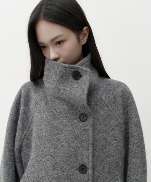 MUSINSA STANDARD WOMAN（ムシンサスタンダードウーマン）の「ウィメンズメロウウールブレンドパーネルネックショートコート[ミディアムグレー]（チェスターコート・レディース・その他・LARGE/MEDIUM/SMALL/X-SMALL）」の7枚目の写真