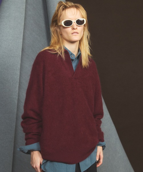 UNISEX》カシミヤミックスプライムオーバースキッパーネックニット
