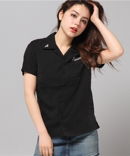 HYSTERIC GLAMOUR（ヒステリックグラマー）の「WITCHCRAFT ROCK刺繍 半袖ボーリングSH（シャツ/ブラウス・レディース・ホワイト/レッド系その他/ブラック・MEDIUM/SMALL）」の15枚目の写真