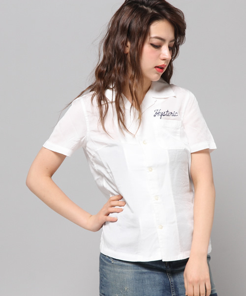 HYSTERIC GLAMOUR（ヒステリックグラマー）の「WITCHCRAFT ROCK刺繍 半袖ボーリングSH（シャツ/ブラウス・レディース・ホワイト/レッド系その他/ブラック・MEDIUM/SMALL）」の2枚目の写真