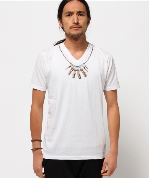 VENCEEXCHANGE（ヴァンスエクスチェンジ）の「ネックレスプリント半袖T（Tシャツ/カットソー・メンズ・オフホワイト/ダークグリーン/ブラック・LARGE/MEDIUM/SMALL）」の2枚目の写真