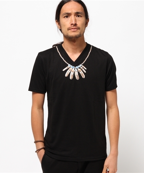 VENCEEXCHANGE（ヴァンスエクスチェンジ）の「ネックレスプリント半袖T（Tシャツ/カットソー・メンズ・オフホワイト/ダークグリーン/ブラック・LARGE/MEDIUM/SMALL）」の3枚目の写真