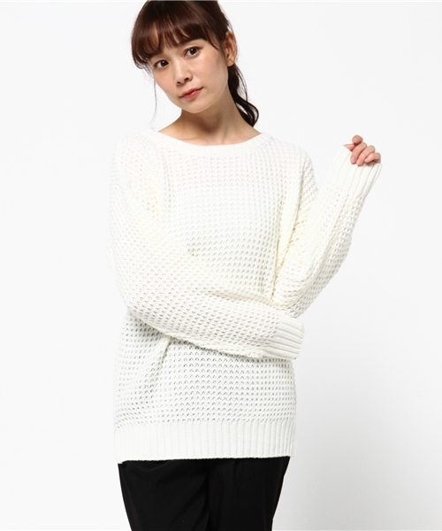 VENCEEXCHANGE（ヴァンスエクスチェンジ）の「アクリルBigワッフルニット            （ニット/セーター・レディース・ブラック/オフホワイト/グレー・MEDIUM）」の13枚目の写真
