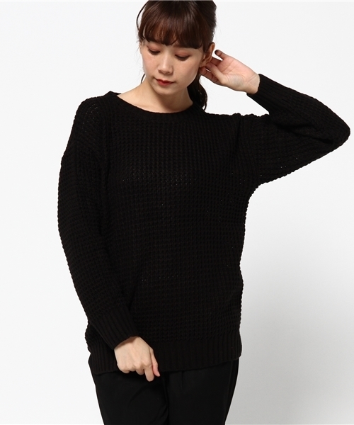 VENCEEXCHANGE（ヴァンスエクスチェンジ）の「アクリルBigワッフルニット            （ニット/セーター・レディース・ブラック/オフホワイト/グレー・MEDIUM）」の14枚目の写真