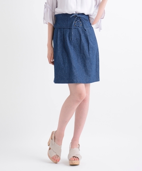 MAJESTIC LEGON(マジェスティックレゴン)の「ベルトセットスクエアスカート(スカート・レディース・ピンク系その他/マスタード/ブルー・SMALL/MEDIUM)」の2枚目の写真