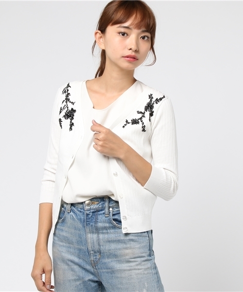 Jusglitty ジャスグリッティー の ビーズ刺繍カーディガン カーディガン ボレロ Wear