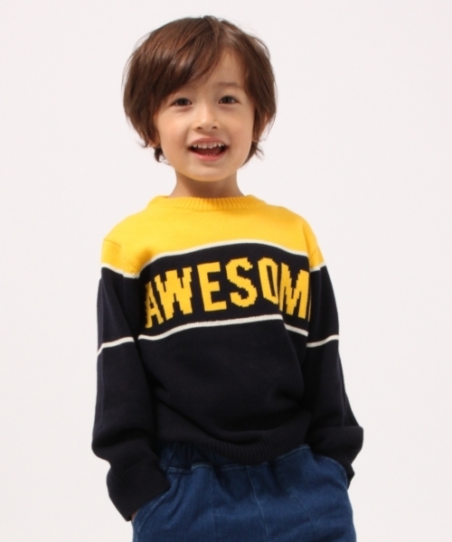 GLOBAL WORK（グローバルワーク）の「【キッズ】ガラクルーニットプルオーバー長袖17/763278（ニット/セーター・キッズ・ホワイト/ネイビー/イエロー/グレー/ホワイト系その他/ダークブルー/ダークグレー/ホワイト系その他3・LARGE/X-LARGE/XX-LARGE/SMALL/MEDIUM）」の8枚目の写真