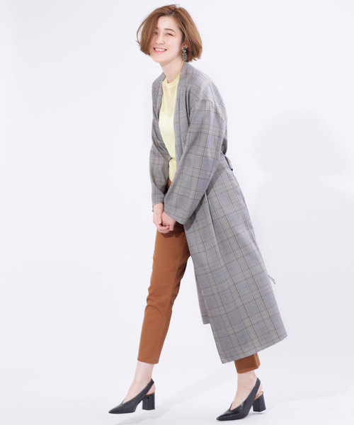 新品同様】nano・universe グレンチェックベルテッドコート