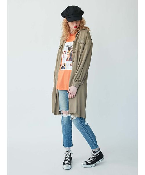 jouetie（ジュエティ）の「ミリタリーシャツワンピース（ワンピース・レディース・ブラック/ベージュ/カーキ・MEDIUM）」の6枚目の写真