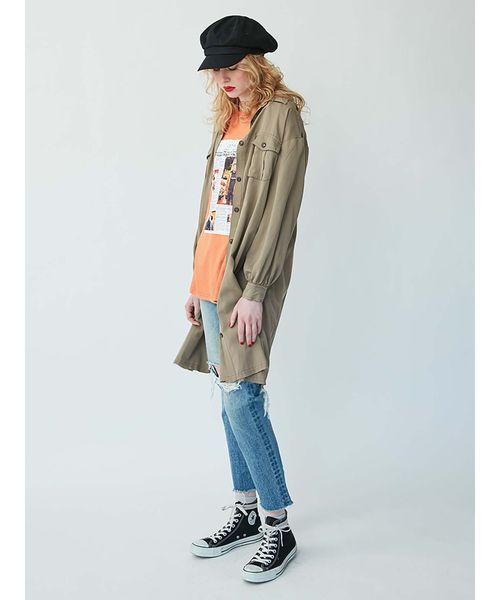 jouetie（ジュエティ）の「ミリタリーシャツワンピース（ワンピース・レディース・ブラック/ベージュ/カーキ・MEDIUM）」の7枚目の写真