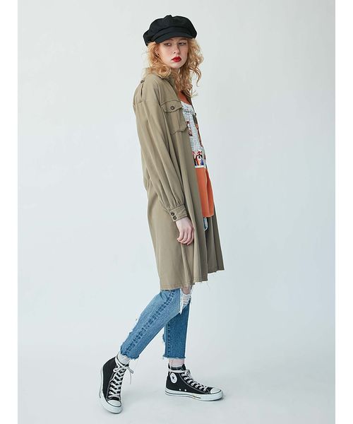 jouetie（ジュエティ）の「ミリタリーシャツワンピース（ワンピース・レディース・ブラック/ベージュ/カーキ・MEDIUM）」の8枚目の写真