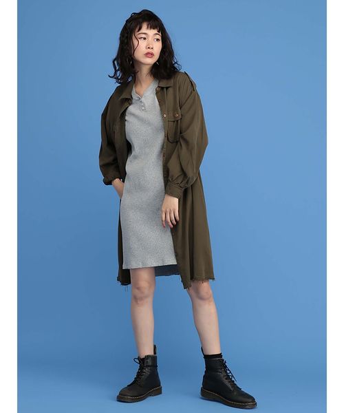 jouetie（ジュエティ）の「ミリタリーシャツワンピース（ワンピース・レディース・ブラック/ベージュ/カーキ・MEDIUM）」の12枚目の写真