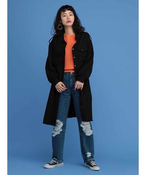 jouetie（ジュエティ）の「ミリタリーシャツワンピース（ワンピース・レディース・ブラック/ベージュ/カーキ・MEDIUM）」の15枚目の写真