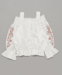 袖花刺繍オフショルブラウス