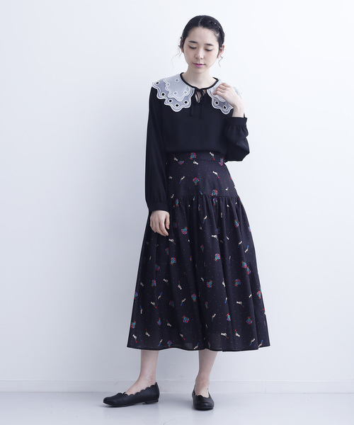 merlot plus(メルロープリュス)の「パンチングオーガンジー襟付きブラウス6490(シャツ/ブラウス・レディース・ミント/ブラック/アイボリー・FREE)」の5枚目の写真