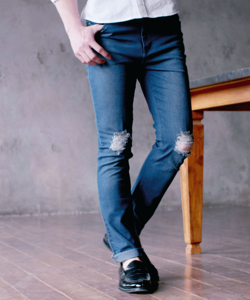 THE CASUAL（カジュアル）の「ストレッチダメージスキニーデニムパンツ（デニムパンツ・メンズ・ブラック系その他/ブラック/ライトグレー/ブルー系その他2/ブルー系その他/ワンウォッシュ・S/XL/L/M）」の6枚目の写真