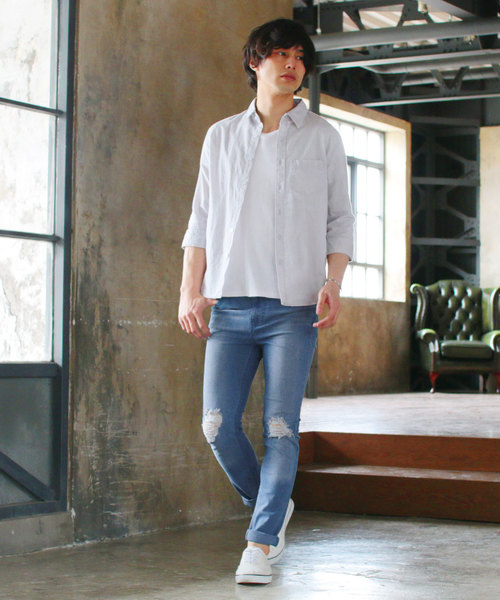 THE CASUAL（カジュアル）の「ストレッチダメージスキニーデニムパンツ（デニムパンツ・メンズ・ブラック系その他/ブラック/ライトグレー/ブルー系その他2/ブルー系その他/ワンウォッシュ・S/XL/L/M）」の8枚目の写真