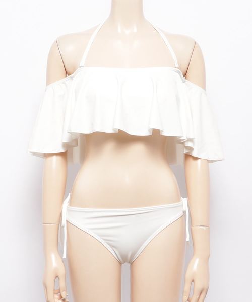 KOBE LETTUCE（コウベレタス）の「2wayオフショルダーフリルビキニ/水着/スイムウェア/レディース[S152]神戸レタス（水着・レディース・ブラック/オフホワイト/ブルー系その他/ピンクベージュ/ドット/チェック・FREE）」の2枚目の写真