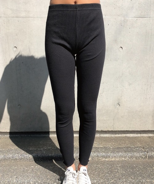 meJane（ミージェーン）の「裾メローリブテレコレギンス（レギンス/スパッツ・レディース・チャコールグレー/ブラック/ベージュ/オフホワイト/グレー/モカ・150-160cm/150-155cm/160-165cm/170-175cm）」の21枚目の写真