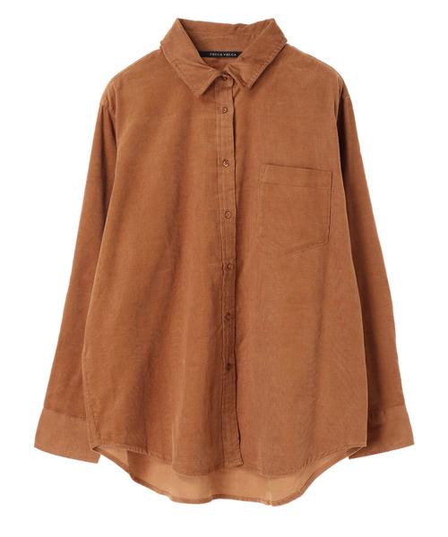 YECCA VECCA(イェッカヴェッカ)の「・コーデュロイシャツ(シャツ/ブラウス・レディース・ベージュ系その他/キャメル/ネイビー・FREE)」の4枚目の写真