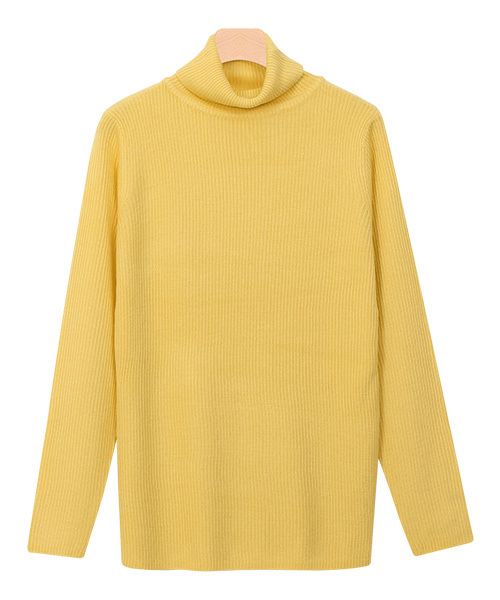 Pierrot（ピエロ）の「タートルネックカシミアタッチリブニット（ニット/セーター・レディース・オフホワイト/ブラック/グレー/カーキ/ネイビー/ブルー系その他/イエロー系その他/レッド/オレンジ系その他/レンガ/ブルー系その他2/ライトベージュ/ピンク系その他/モカ/パープル・M/L）」の11枚目の写真