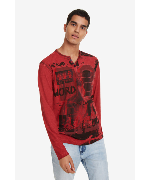Desigual(デシグアル)の「Tシャツ長袖(Tシャツ/カットソー・メンズ・レッド・2L/3L/S/M/L)」の1枚目の写真