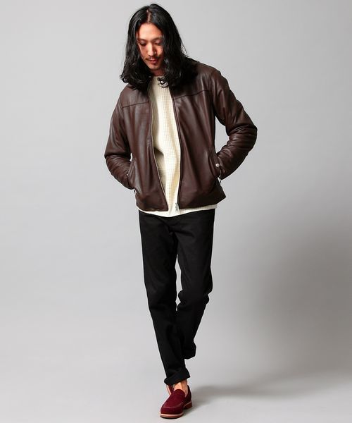 BEAUTY&YOUTH UNITED ARROWS（ビューティーアンドユースユナイテッドアローズ）の「BY ゴート パデッド ライダース ジャケット （fyowm）◆§（ライダースジャケット・メンズ・ブラック/ダークブラウン・LARGE/X-LARGE/MEDIUM/SMALL）」の14枚目の写真