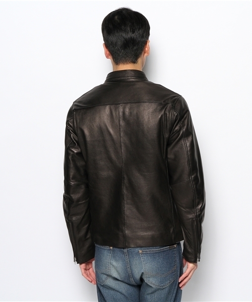 BEAUTY&YOUTH UNITED ARROWS（ビューティーアンドユースユナイテッドアローズ）の「BY ゴート パデッド ライダース ジャケット （fyowm）◆§（ライダースジャケット・メンズ・ブラック/ダークブラウン・LARGE/X-LARGE/MEDIUM/SMALL）」の4枚目の写真