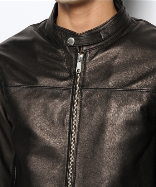 BEAUTY&YOUTH UNITED ARROWS（ビューティーアンドユースユナイテッドアローズ）の「BY ゴート パデッド ライダース ジャケット （fyowm）◆§（ライダースジャケット・メンズ・ブラック/ダークブラウン・LARGE/X-LARGE/MEDIUM/SMALL）」の5枚目の写真