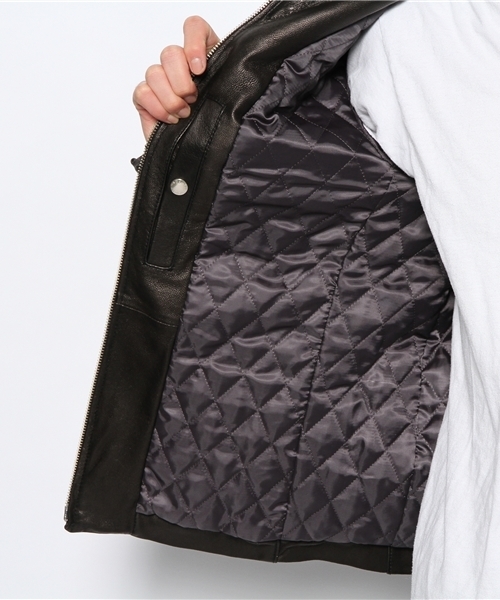 BEAUTY&YOUTH UNITED ARROWS（ビューティーアンドユースユナイテッドアローズ）の「BY ゴート パデッド ライダース ジャケット （fyowm）◆§（ライダースジャケット・メンズ・ブラック/ダークブラウン・LARGE/X-LARGE/MEDIUM/SMALL）」の8枚目の写真