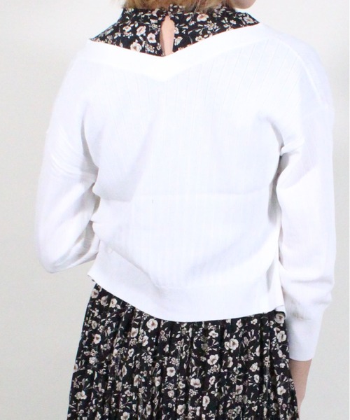 12Twelve Agenda（トゥエルブ　アジェンダ）の「Vネックリブショートカーディガン（カーディガン/ボレロ・レディース・オフホワイト/ネイビー/レッド/ブルー/ブラウン/マスタード・M）」の19枚目の写真