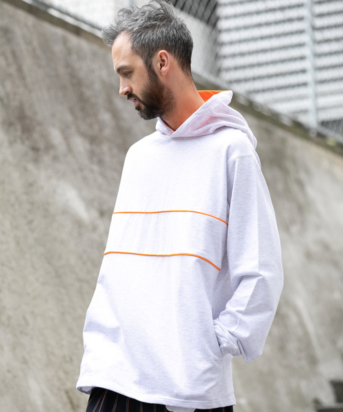 YARD PLUS(ヤードプリュス)の「YARD PLUS 配色ミニ裏毛パーカー(パーカー・メンズ・ダークグリーン/ナチュラル・MEDIUM/LARGE)」の6枚目の写真