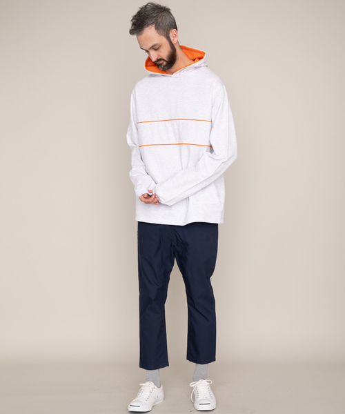 YARD PLUS(ヤードプリュス)の「YARD PLUS 配色ミニ裏毛パーカー(パーカー・メンズ・ダークグリーン/ナチュラル・MEDIUM/LARGE)」の12枚目の写真