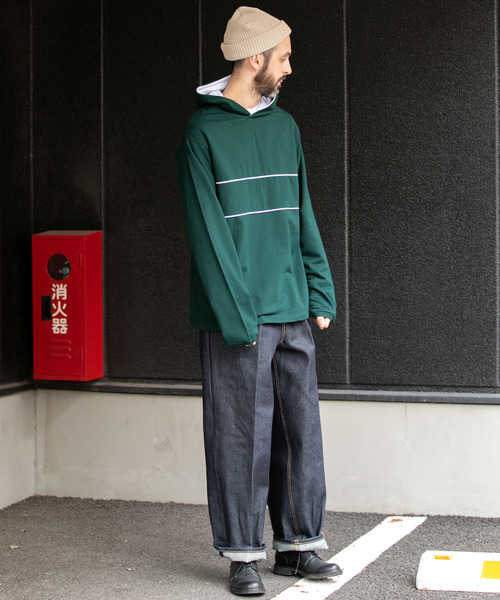 YARD PLUS(ヤードプリュス)の「YARD PLUS 配色ミニ裏毛パーカー(パーカー・メンズ・ダークグリーン/ナチュラル・MEDIUM/LARGE)」の17枚目の写真