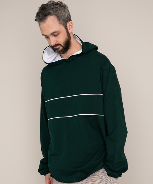 YARD PLUS(ヤードプリュス)の「YARD PLUS 配色ミニ裏毛パーカー(パーカー・メンズ・ダークグリーン/ナチュラル・MEDIUM/LARGE)」の18枚目の写真