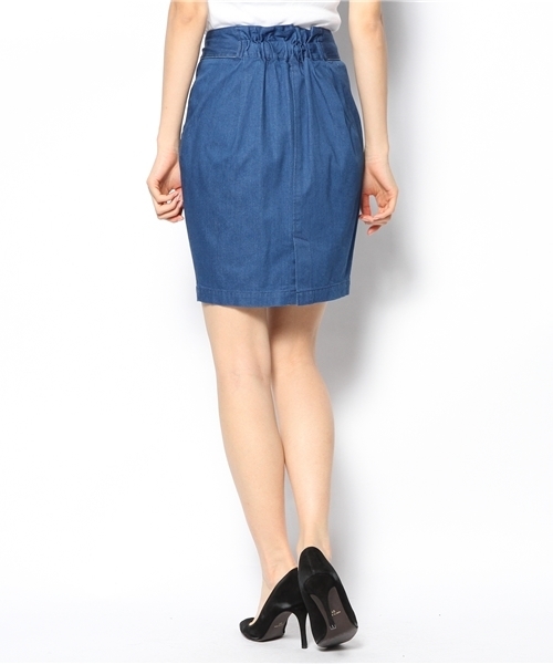 Another Edition（アナザーエディション）の「AE DNM TUCK SKⅡ #（スカート・レディース・コバルトブルー/オフホワイト・SMALL/MEDIUM）」の4枚目の写真